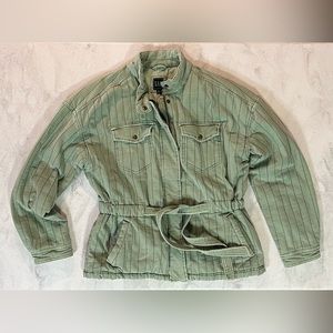 LIKE NEW GAP Quilted Utility Belted Jacket Light Green Size Large Tall